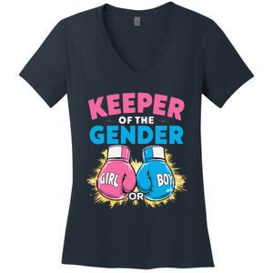 Gender Reveal Party Boxing Gloves Keeper Of Gender Women's V-Neck T-Shirt