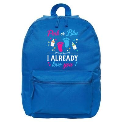 Gender Reveal Pink Or Blue I Already Love You For Mom And Dad Funny Gift 16 in Basic Backpack