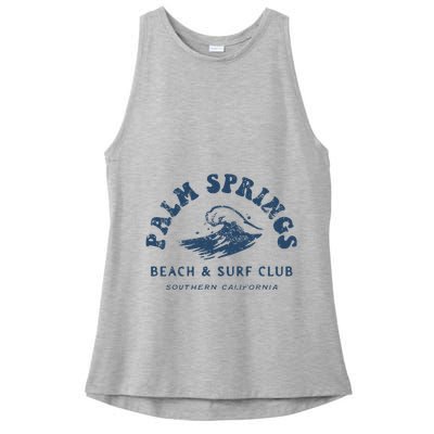 Groovy Retro Palm Springs Beach Surf Club Summer Ladies PosiCharge Tri-Blend Wicking Tank