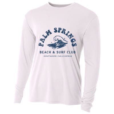 Groovy Retro Palm Springs Beach Surf Club Summer Cooling Performance Long Sleeve Crew