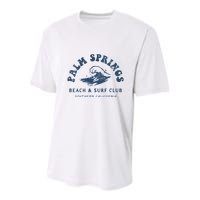 Groovy Retro Palm Springs Beach Surf Club Summer Youth Performance Sprint T-Shirt