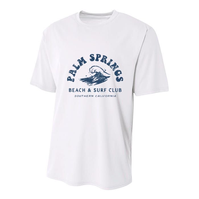 Groovy Retro Palm Springs Beach Surf Club Summer Youth Performance Sprint T-Shirt