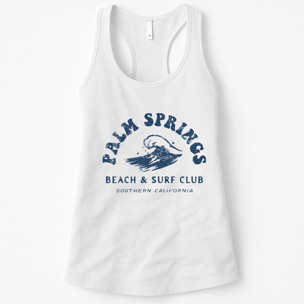 Groovy Retro Palm Springs Beach Surf Club Summer Womens Tank Top