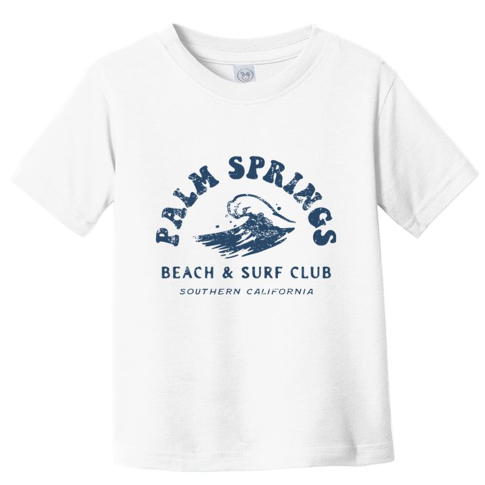 Groovy Retro Palm Springs Beach Surf Club Summer Toddler T-Shirt