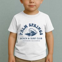 Groovy Retro Palm Springs Beach Surf Club Summer Toddler T-Shirt