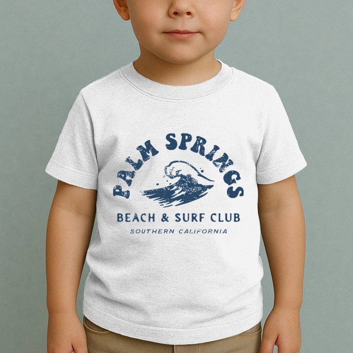 Groovy Retro Palm Springs Beach Surf Club Summer Toddler T-Shirt
