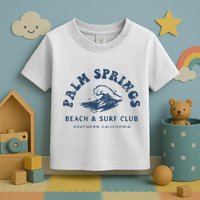 Groovy Retro Palm Springs Beach Surf Club Summer Toddler T-Shirt