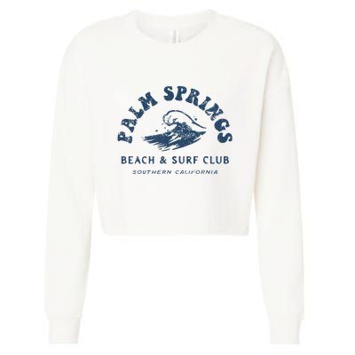 Groovy Retro Palm Springs Beach Surf Club Summer Cropped Pullover Crew