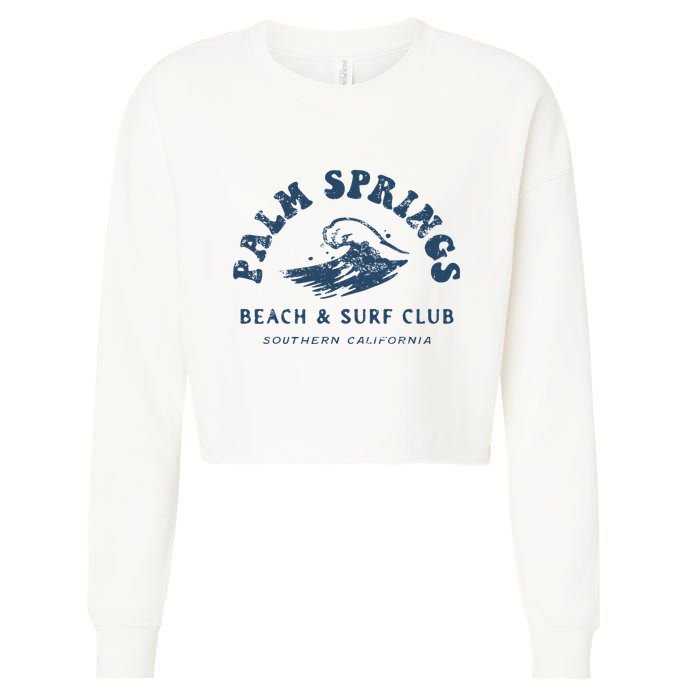 Groovy Retro Palm Springs Beach Surf Club Summer Cropped Pullover Crew