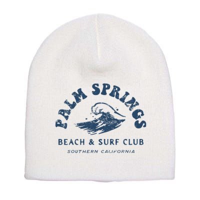 Groovy Retro Palm Springs Beach Surf Club Summer Short Acrylic Beanie
