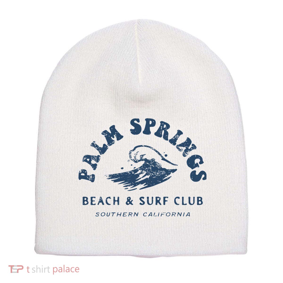 Groovy Retro Palm Springs Beach Surf Club Summer Short Acrylic Beanie