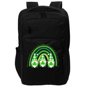 Green Rainbow Plaid Gnomies Happy St Patricks Day Family Impact Tech Backpack