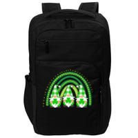 Green Rainbow Plaid Gnomies Happy St Patricks Day Family Impact Tech Backpack