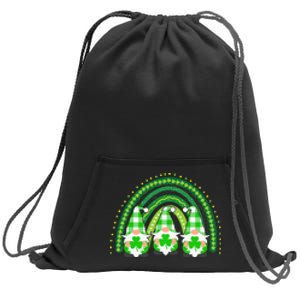 Green Rainbow Plaid Gnomies Happy St Patricks Day Family Sweatshirt Cinch Pack Bag