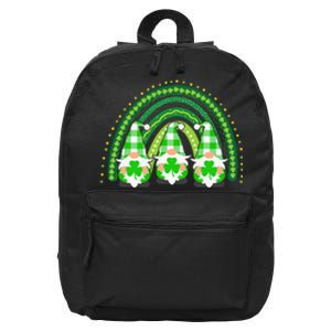 Green Rainbow Plaid Gnomies Happy St Patricks Day Family 16 in Basic Backpack