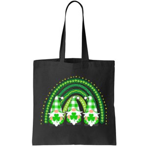 Green Rainbow Plaid Gnomies Happy St Patricks Day Family Tote Bag