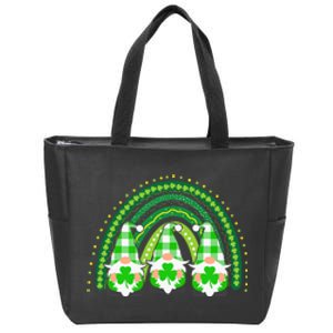 Green Rainbow Plaid Gnomies Happy St Patricks Day Family Zip Tote Bag