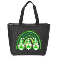 Green Rainbow Plaid Gnomies Happy St Patricks Day Family Zip Tote Bag