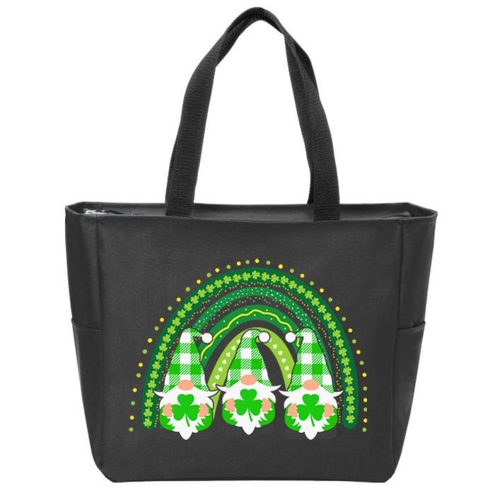 Green Rainbow Plaid Gnomies Happy St Patricks Day Family Zip Tote Bag