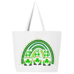 Green Rainbow Plaid Gnomies Happy St Patricks Day Family 25L Jumbo Tote