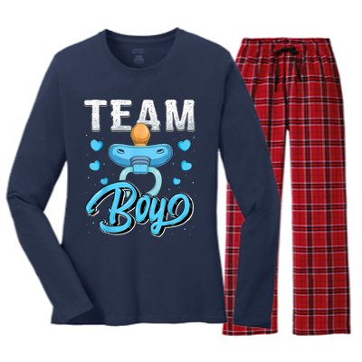 Gender Reveal Party Team Boy Baby Shower Matching Family Set Women's Long Sleeve Flannel Pajama Set 