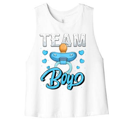 Gender Reveal Party Team Boy Baby Shower Matching Family Set Women's Racerback Cropped Tank