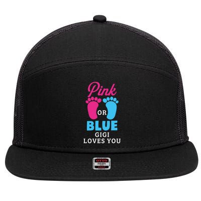 Gender Reveal Pink Or Blue Gigi Loves You Gift 7 Panel Mesh Trucker Snapback Hat