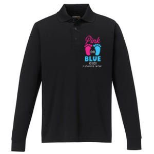 Gender Reveal Pink Or Blue Gigi Loves You Gift Performance Long Sleeve Polo