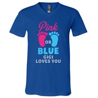 Gender Reveal Pink Or Blue Gigi Loves You Gift V-Neck T-Shirt