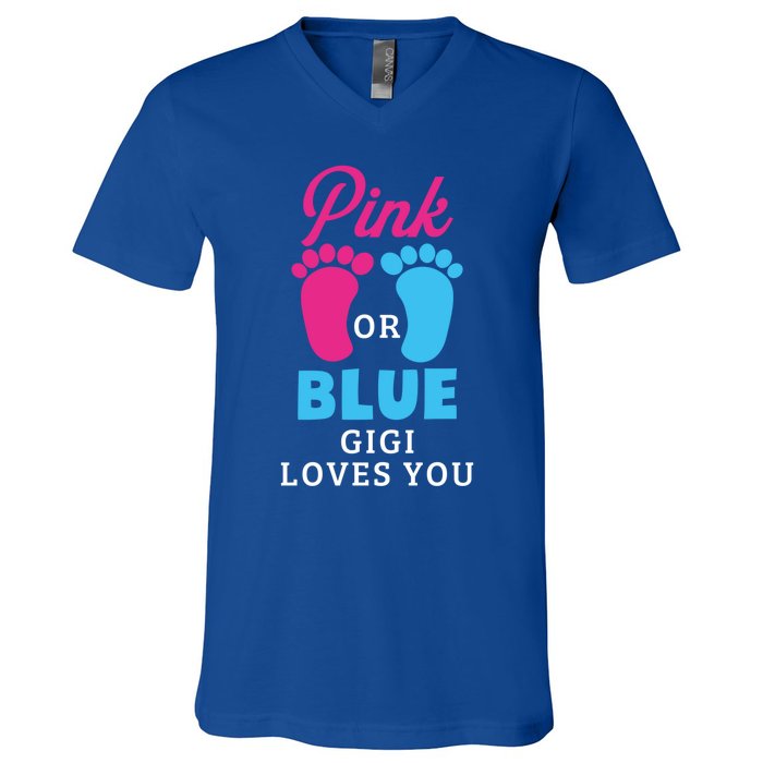 Gender Reveal Pink Or Blue Gigi Loves You Gift V-Neck T-Shirt