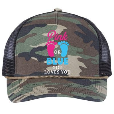 Gender Reveal Pink Or Blue Gigi Loves You Gift Retro Rope Trucker Hat Cap