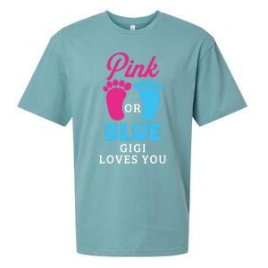 Gender Reveal Pink Or Blue Gigi Loves You Gift Sueded Cloud Jersey T-Shirt