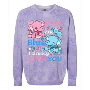 Gender Reveal Pink Or Blue Colorblast Crewneck Sweatshirt