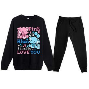 Gender Reveal Pink Or Blue Premium Crewneck Sweatsuit Set