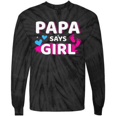 Gender reveal papa says matching family baby party Tie-Dye Long Sleeve Shirt