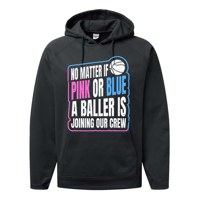 Gender Reveal Party Quote For A Basketball Player Performance Fleece Hoodie