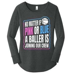 Gender Reveal Party Quote For A Basketball Player Women's Perfect Tri Tunic Long Sleeve Shirt