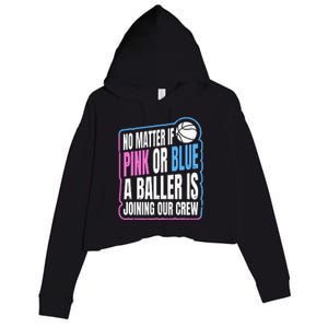 Gender Reveal Party Quote For A Basketball Player Crop Fleece Hoodie