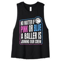 Gender Reveal Party Quote For A Basketball Player Women's Racerback Cropped Tank