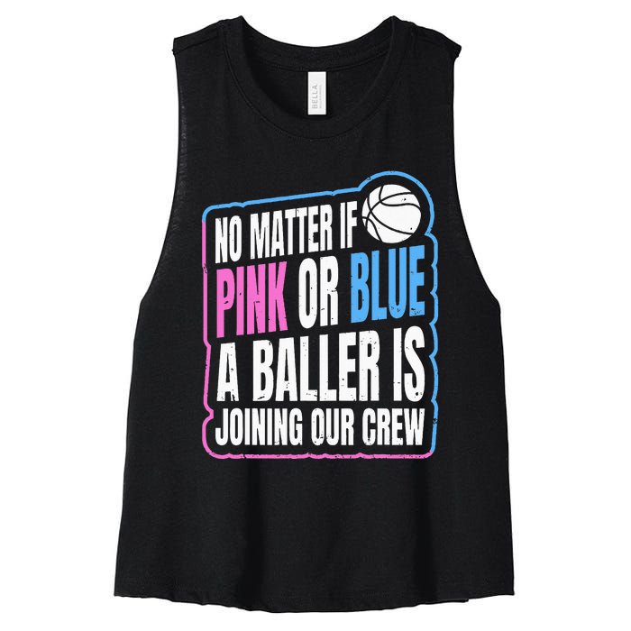 Gender Reveal Party Quote For A Basketball Player Women's Racerback Cropped Tank