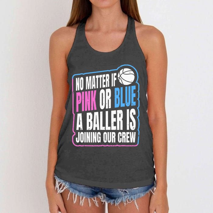 Gender Reveal Party Quote For A Basketball Player Women's Knotted Racerback Tank