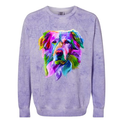 Golden Retriever Pop Art Portrait For Dog Owners Colorblast Crewneck Sweatshirt