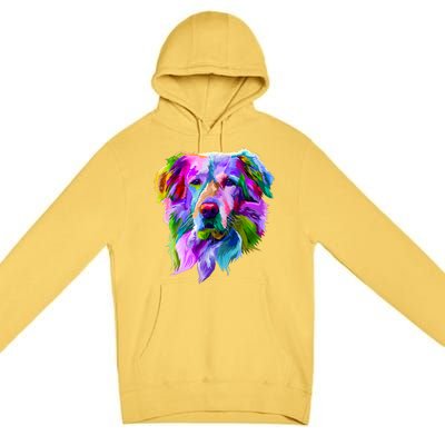 Golden Retriever Pop Art Portrait For Dog Owners Premium Pullover Hoodie