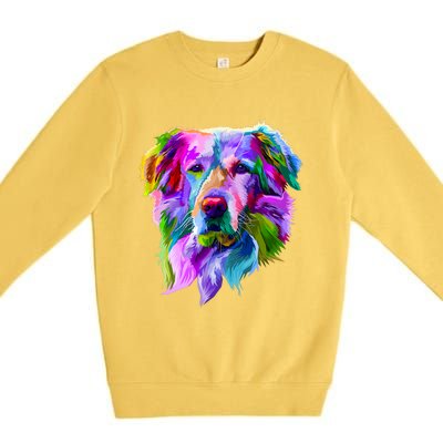 Golden Retriever Pop Art Portrait For Dog Owners Premium Crewneck Sweatshirt