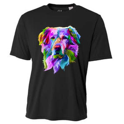 Golden Retriever Pop Art Portrait For Dog Owners Cooling Performance Crew T-Shirt