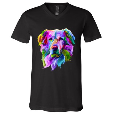 Golden Retriever Pop Art Portrait For Dog Owners V-Neck T-Shirt