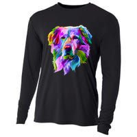 Golden Retriever Pop Art Portrait For Dog Owners Cooling Performance Long Sleeve Crew