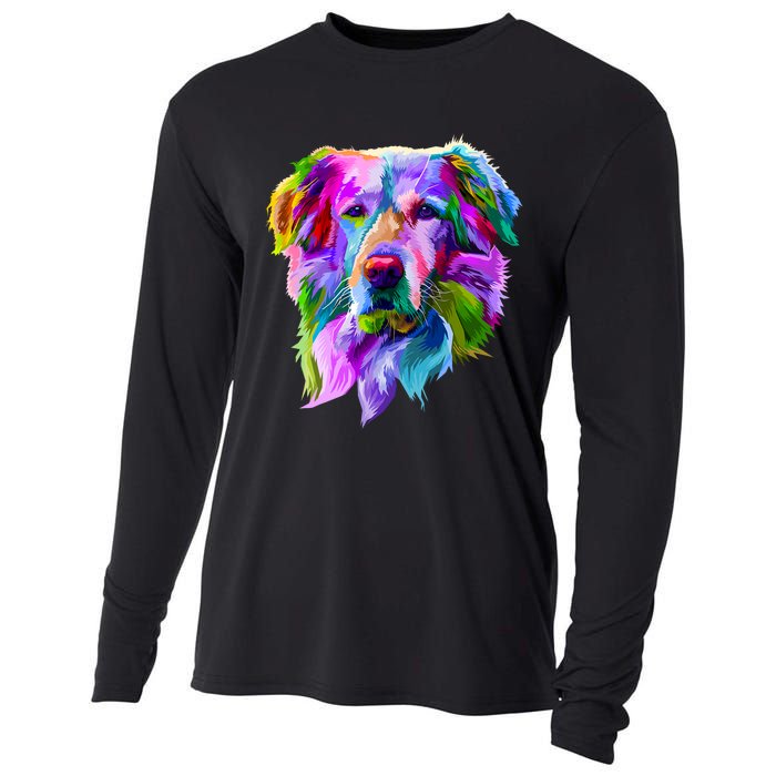 Golden Retriever Pop Art Portrait For Dog Owners Cooling Performance Long Sleeve Crew