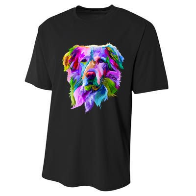 Golden Retriever Pop Art Portrait For Dog Owners Performance Sprint T-Shirt