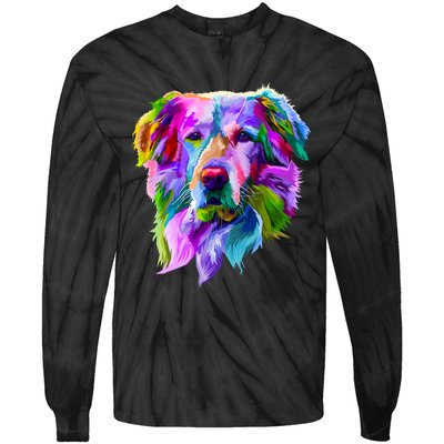 Golden Retriever Pop Art Portrait For Dog Owners Tie-Dye Long Sleeve Shirt